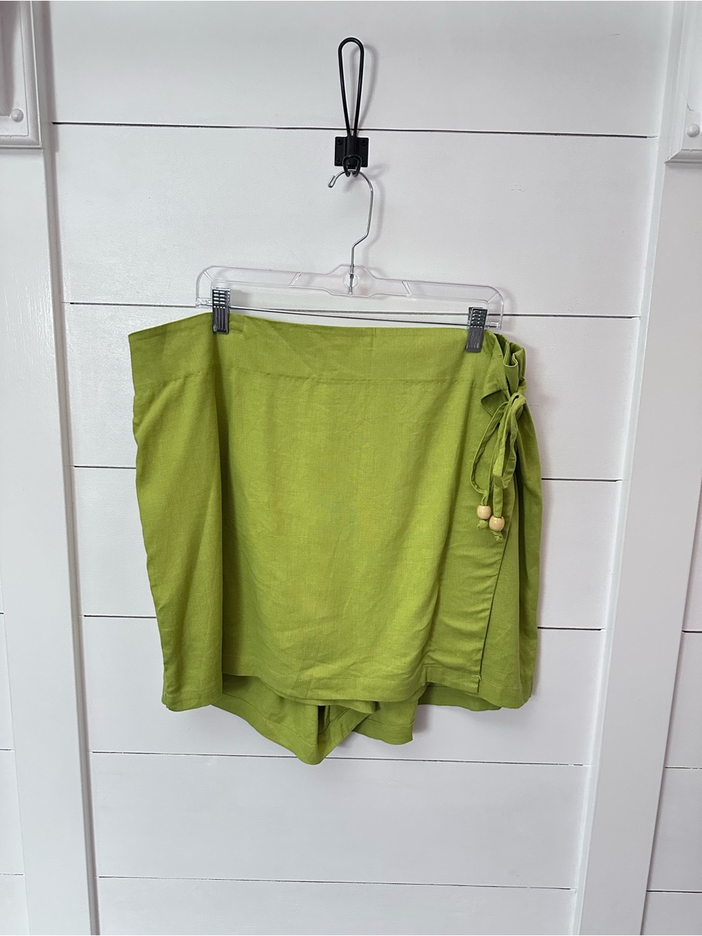 New Eloquii 18 Olive Green beaded side tie plus size minimalist Wrap Skort - Picture 2 of 15